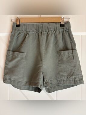 Tentree Linen Pull On Shorts Sage Olive Green Size 10